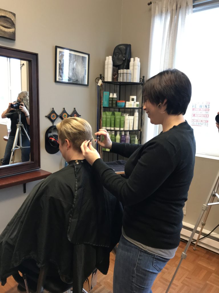 Lisa Friedman cutting hair